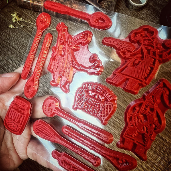 Tupperware red plastic holiday cookie cutters - vintage baking