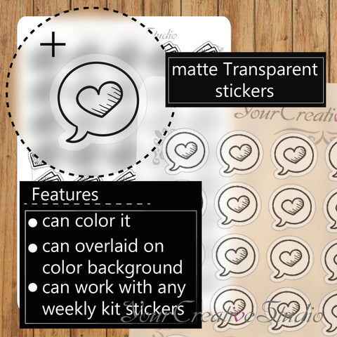 Transparent clear matte Heart bubble Stickers - YourCreativeStudio