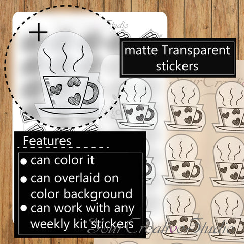 Transparent clear matte tea Stickers - YourCreativeStudio