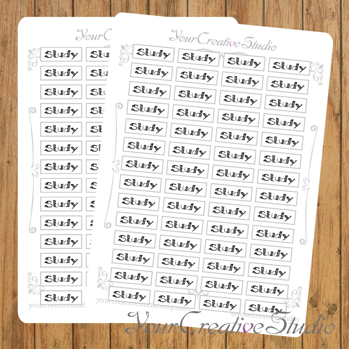 Transparent clear matte Study Text Stickers - YourCreativeStudio