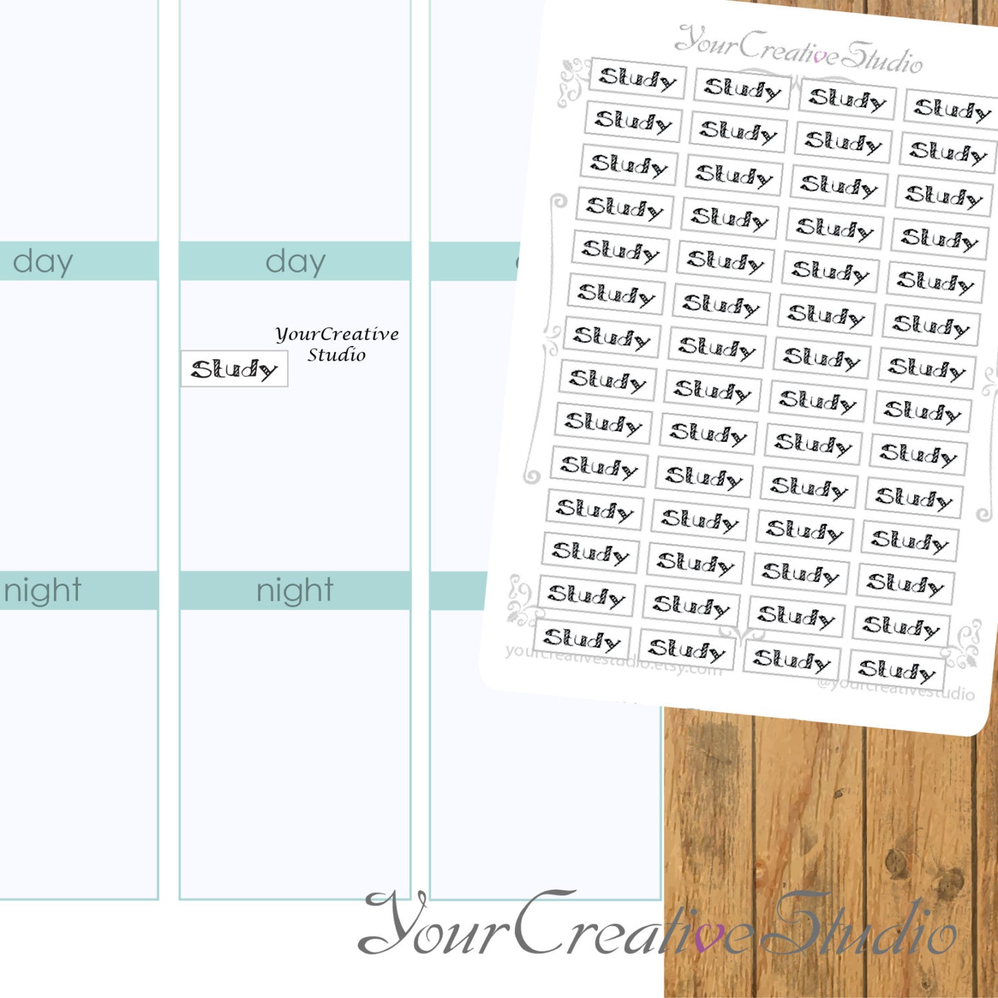 Transparent clear matte Study Text Stickers - YourCreativeStudio