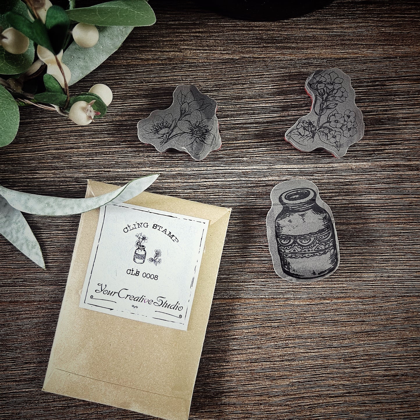 Your Creative Studio Cling Stamp flower Bottle Clip CLS 0008