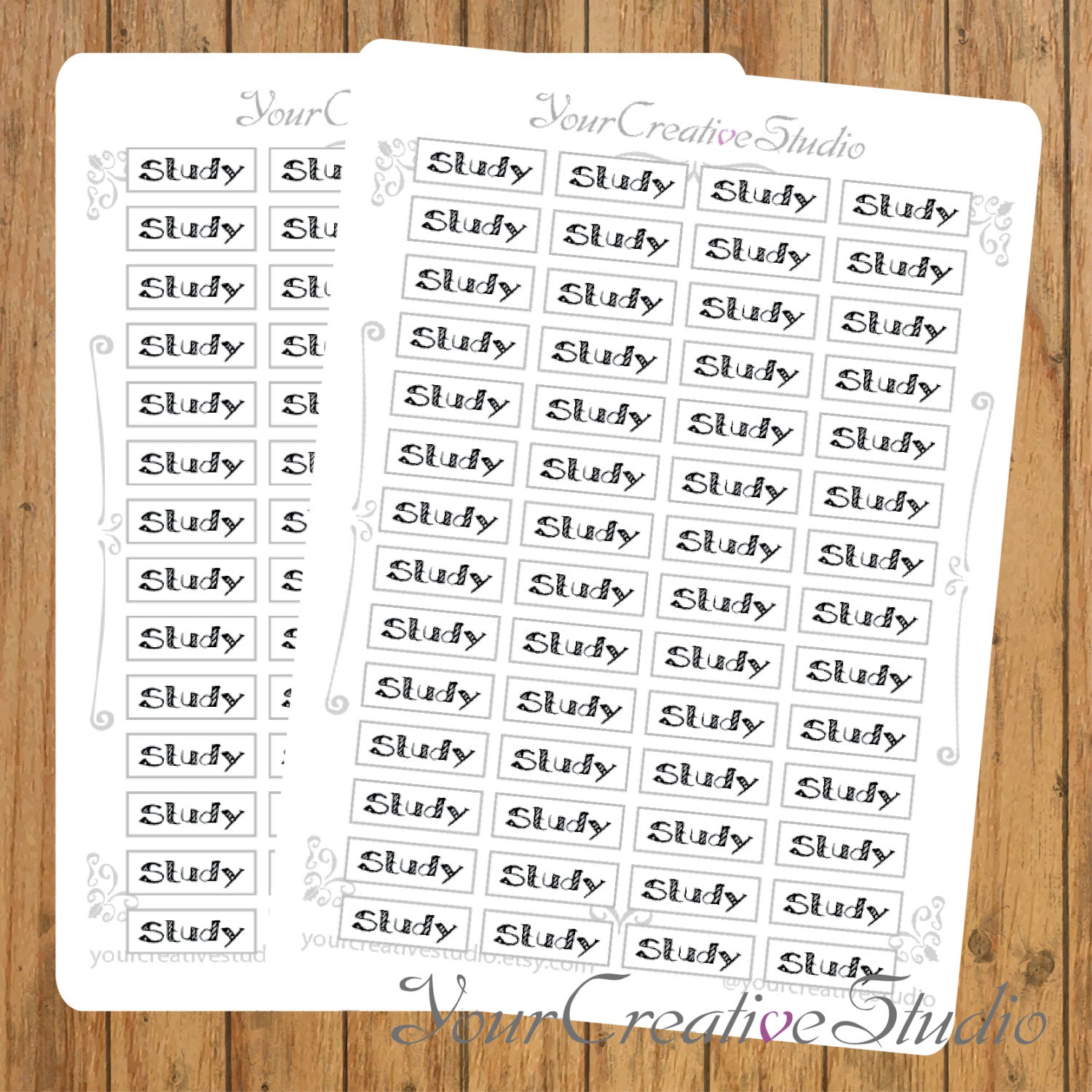 Transparent clear matte Study Text Stickers - YourCreativeStudio