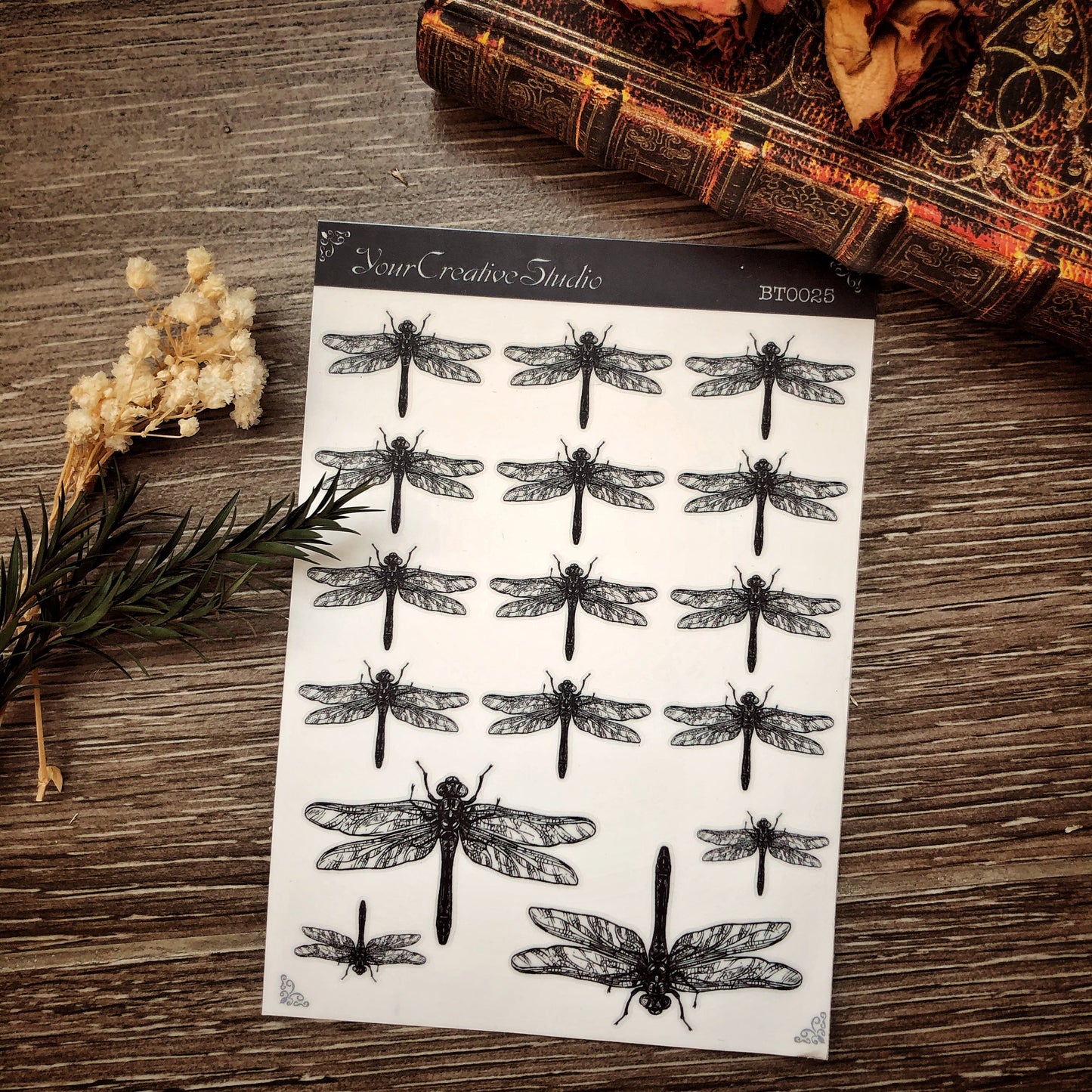 Transparent clear matte Dragonfly Stickers BT 0025