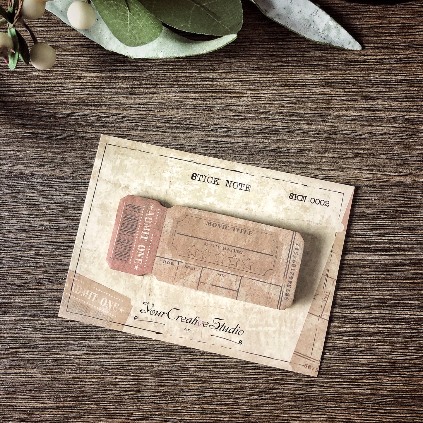 Your Creative Studio StickyNotePad Movie Ticket SKN 0002