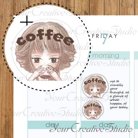 kawaii coffee emoji Stickers - YourCreativeStudio
