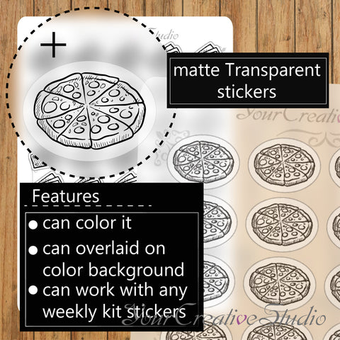 Transparent clear matte Pizza Stickers - YourCreativeStudio