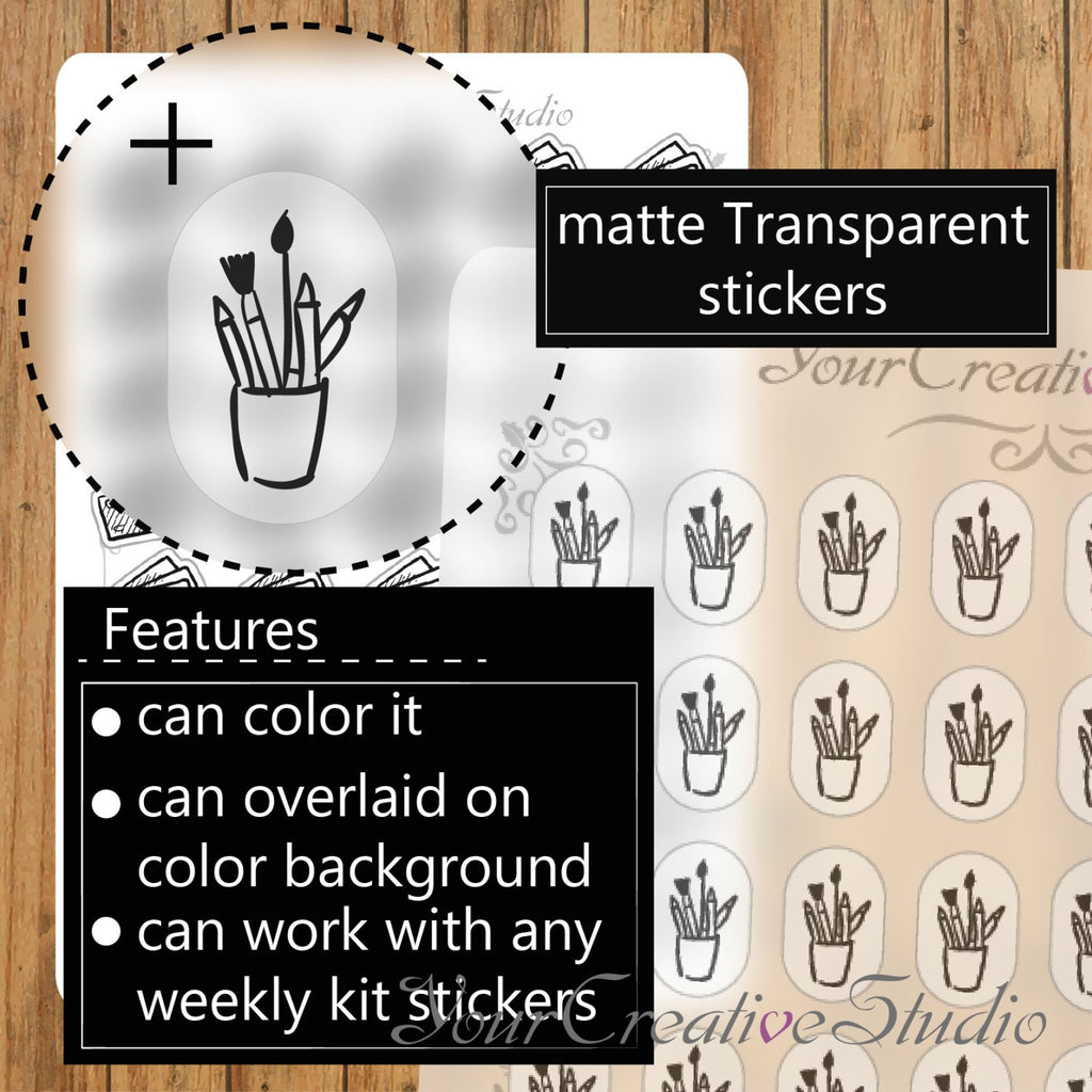 Transparent clear matte Paint Stickers - YourCreativeStudio