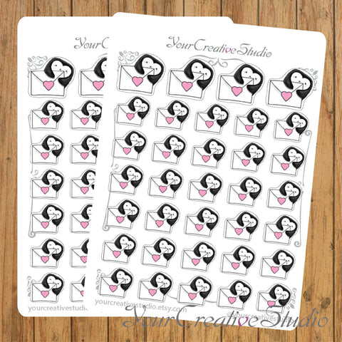 Kawaii mail Heart Shape Penguins stickers - YourCreativeStudio