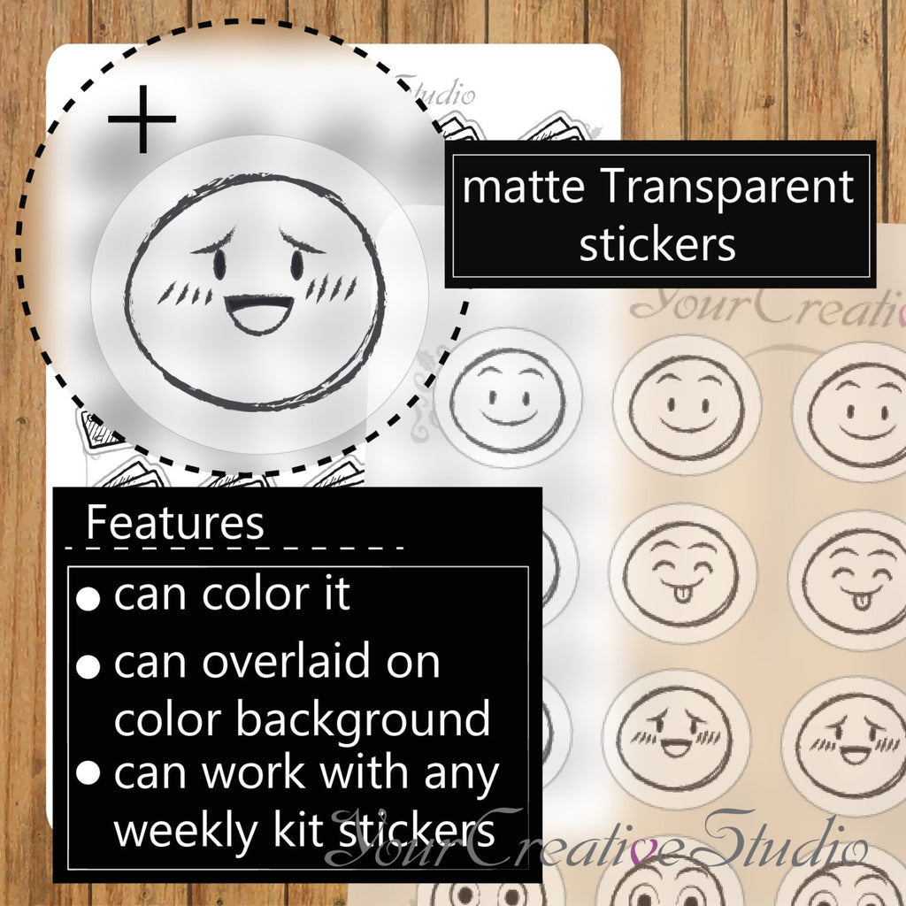 Transparent clear matte emoji Stickers - YourCreativeStudio