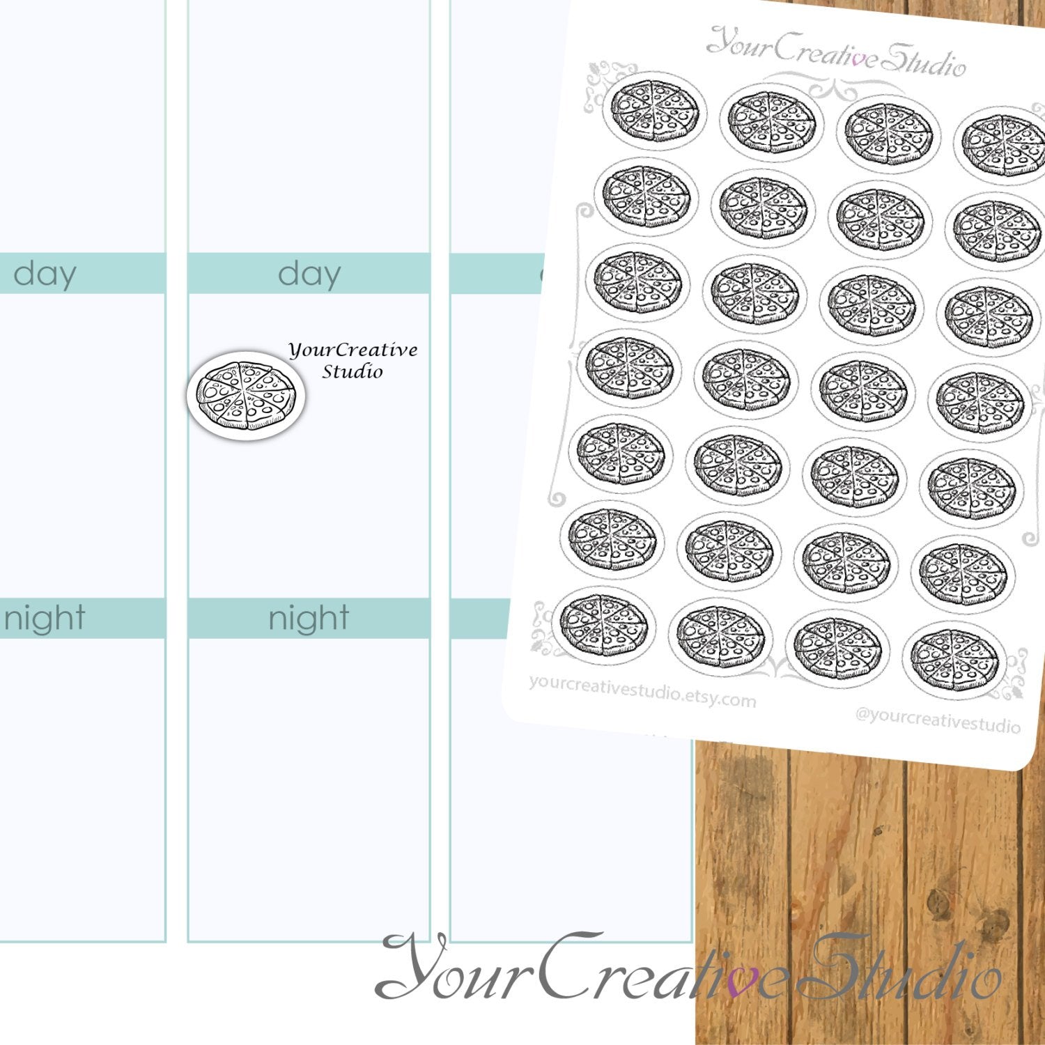 Transparent clear matte Pizza Stickers - YourCreativeStudio