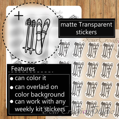 Transparent clear matte skiiing winter Stickers - YourCreativeStudio