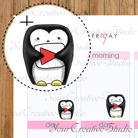 Kawaii youtube Penguins Heart Shape stickers - YourCreativeStudio