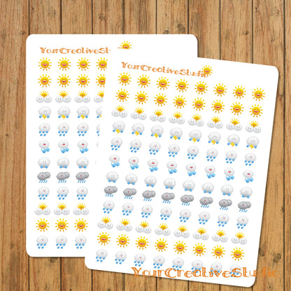 96 Teen Tiny kawaii weather planner stickers - YourCreativeStudio